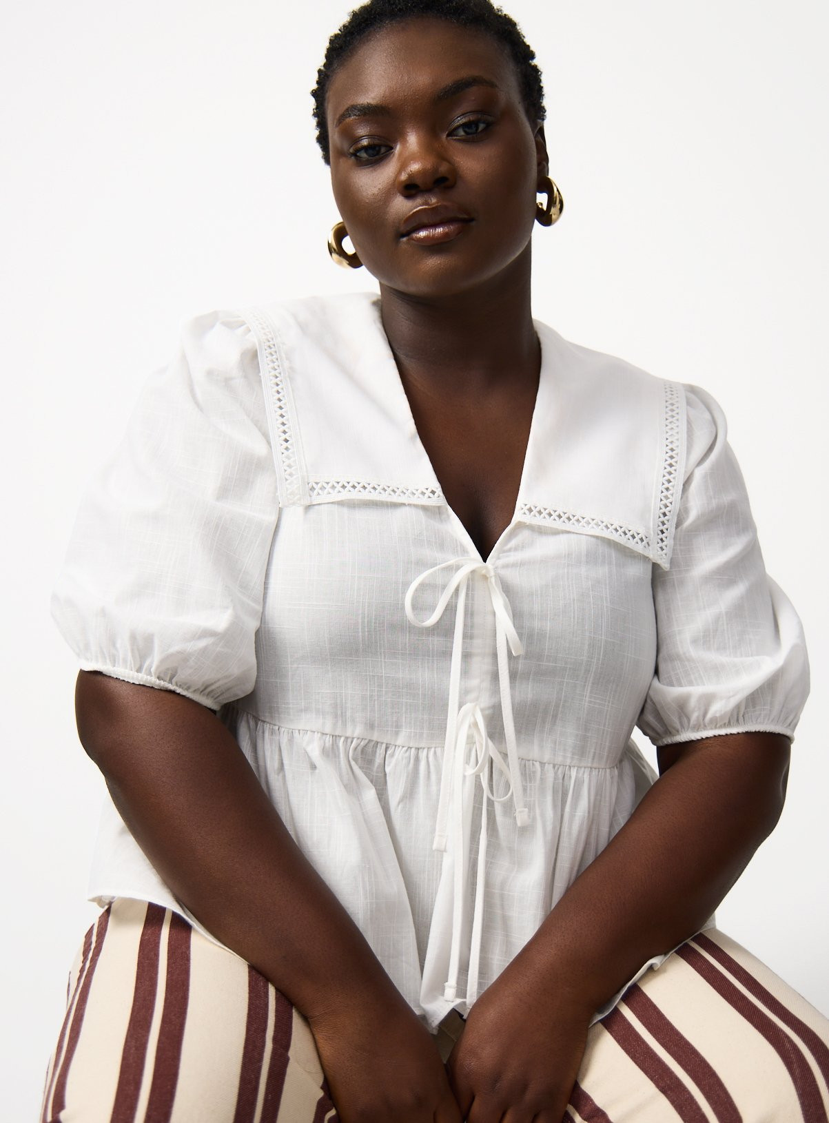 White Lace Trim Detail Half Sleeve Blouse 24 | Tu Clothing