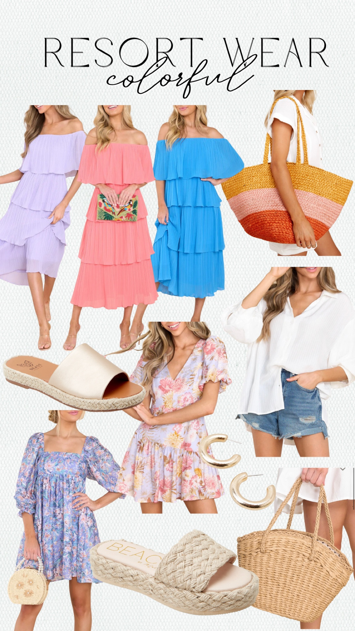 Colorful resort wear, vacation outfits, vacation dresses, easter dress, spring dress, beach bags, vacation style

#LTKstyletip #LTKSeasonal #LTKtravel