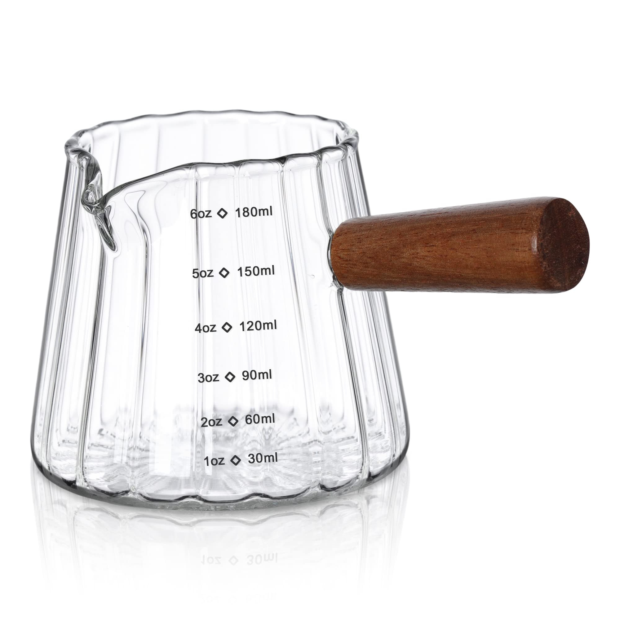 Joeyan 6 oz Glass Measuring Cups with Spout,Borosilicate Glass Triple Pitcher with Scale,Origami ... | Amazon (US)