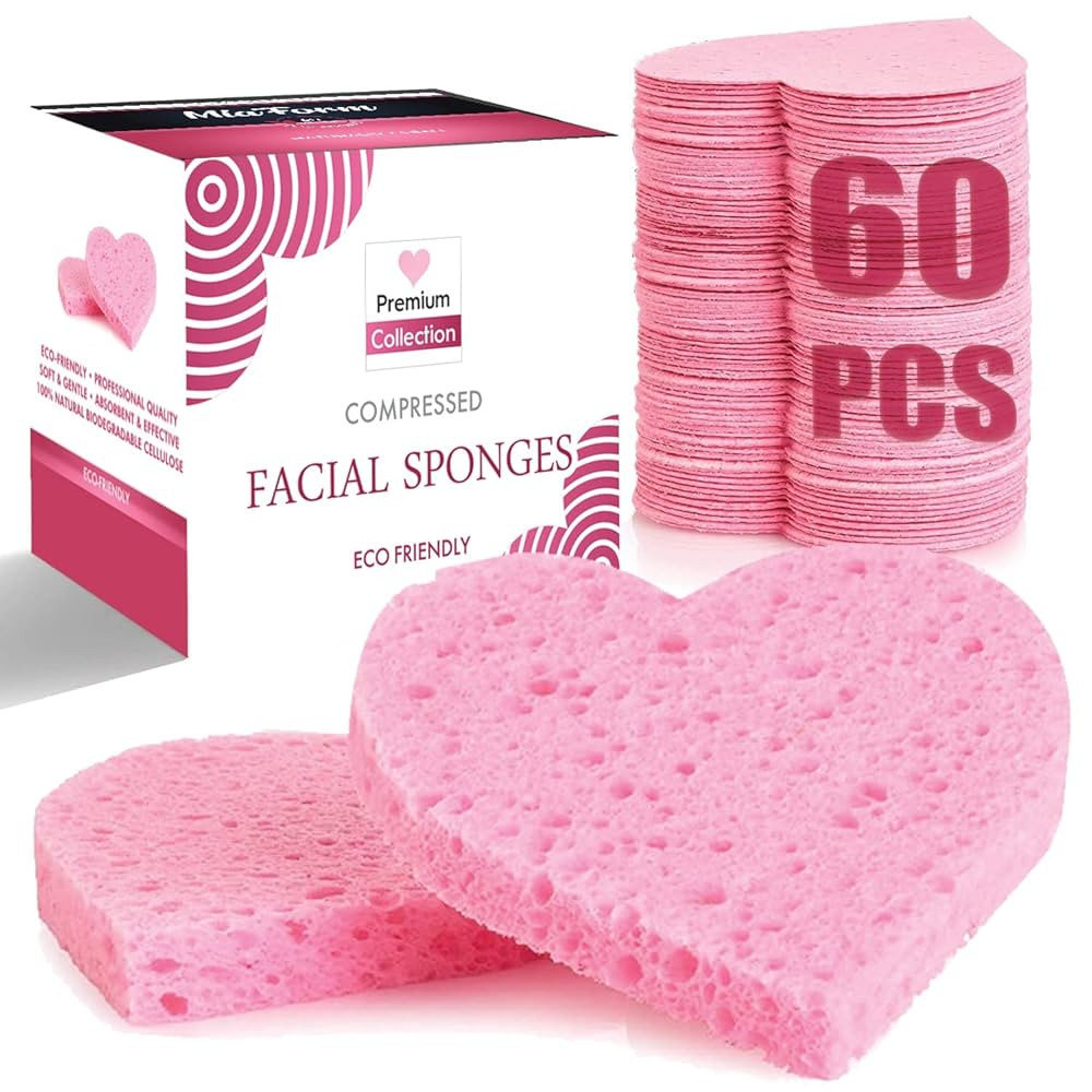 60-Count Compressed Facial Sponges, 100% Natural Cosmetic Spa Sponges for Facial Cleansing, Exfol... | Amazon (US)