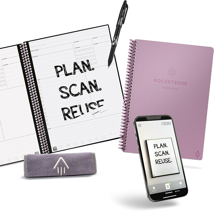 Rocketbook Smart Reusable Notebook, Fusion Plus Executive Size Spiral Notebook & Planner, Pink, (... | Amazon (US)
