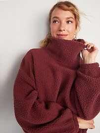 Cropped Sherpa Turtleneck Sweater for Women | Old Navy (US)