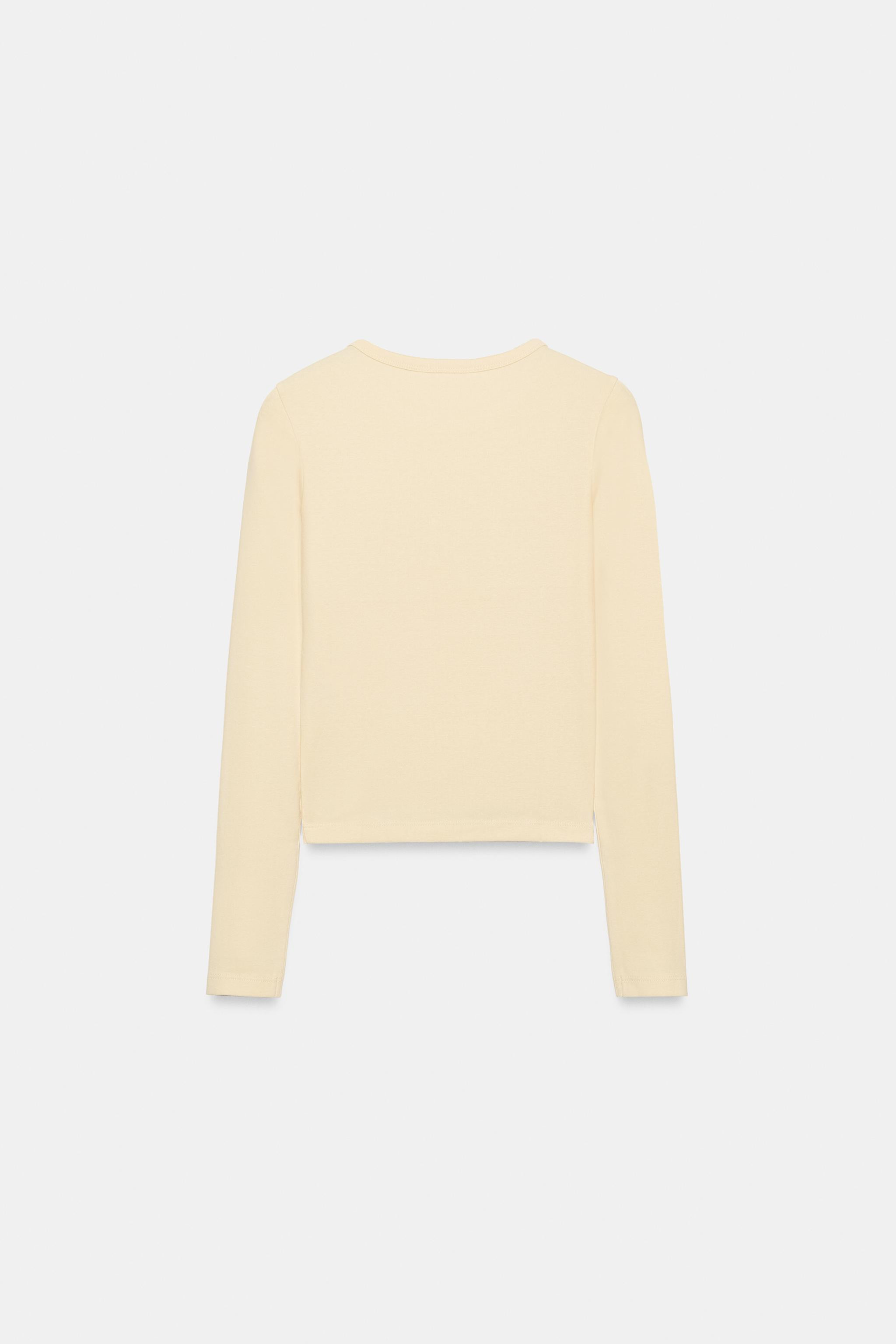 COTTON LONG SLEEVE T-SHIRT | Zara UK