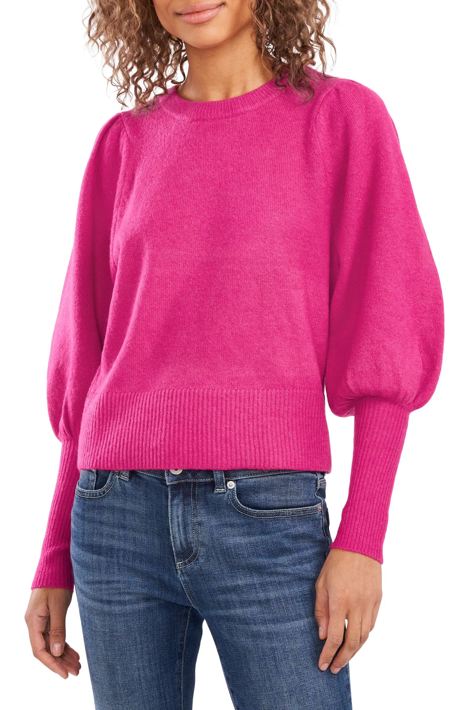 Puff Sleeve Crewneck Sweater | Nordstrom
