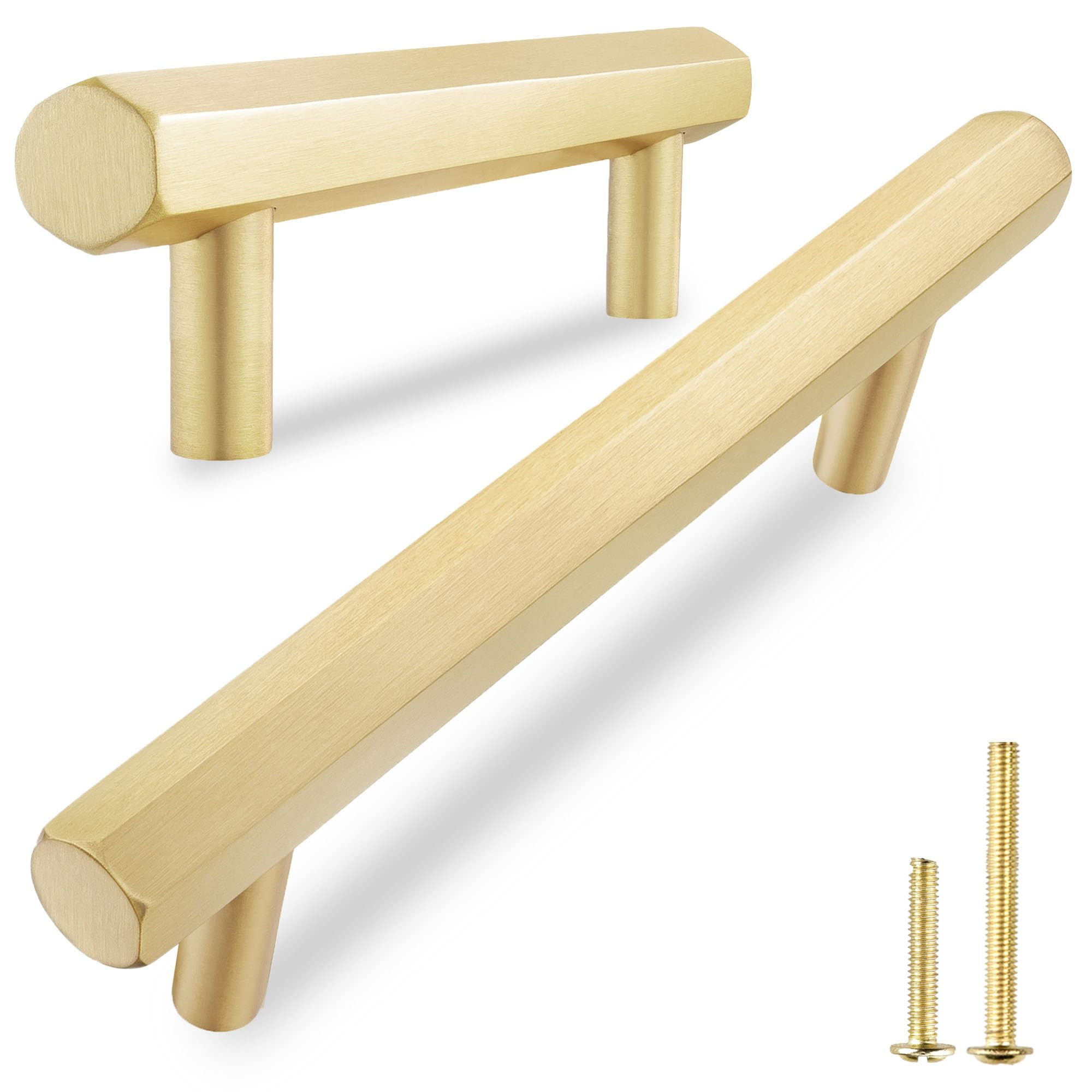 QOGRISUN 2-Pack Solid Brass Cabinet Pulls Hexagon Drawer Handles, 3-Inch Hole Center, Suitable fo... | Amazon (US)