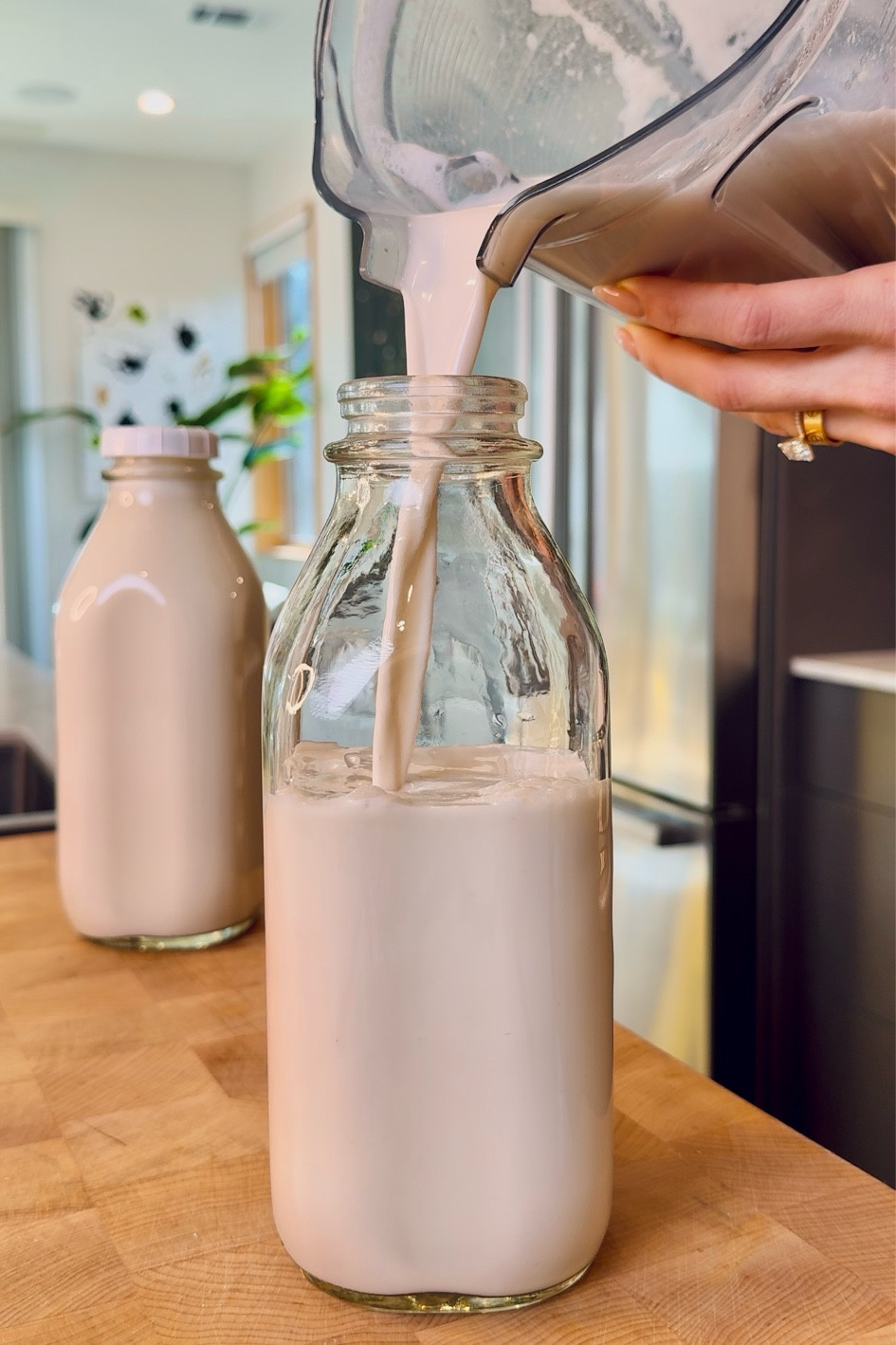 Milk bottles for my weekly batch of creamy vanilla cashew milk
