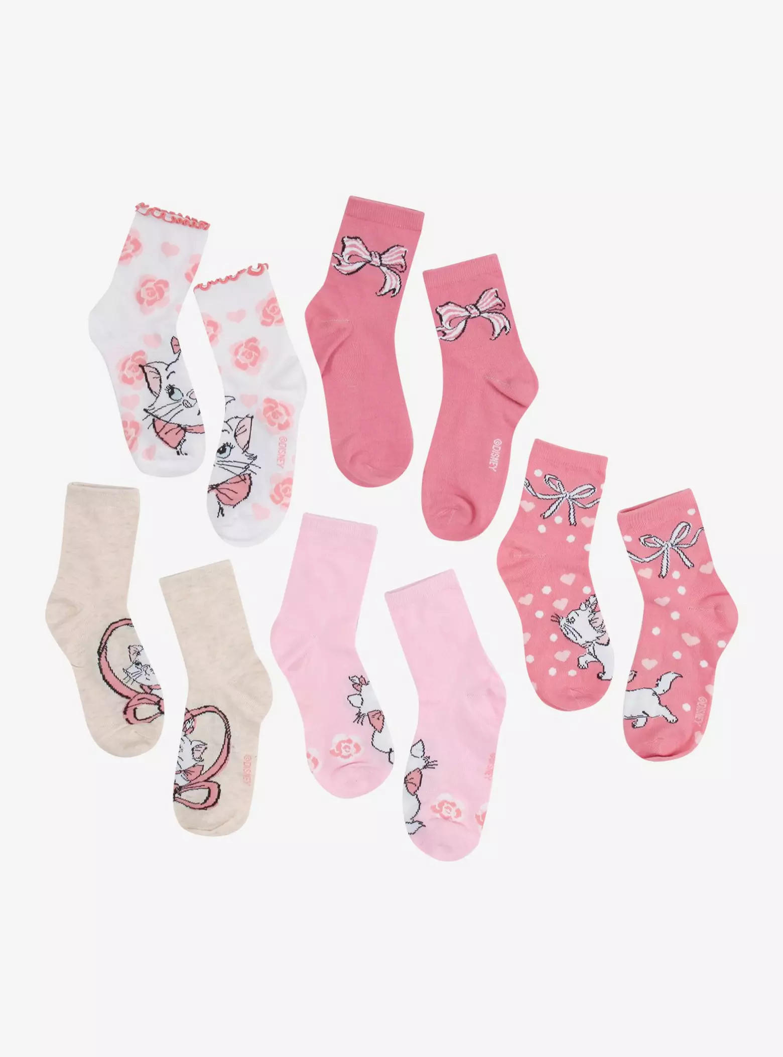 Disney The Aristocats Marie Ribbon Ankle Socks 5 Pair | Hot Topic