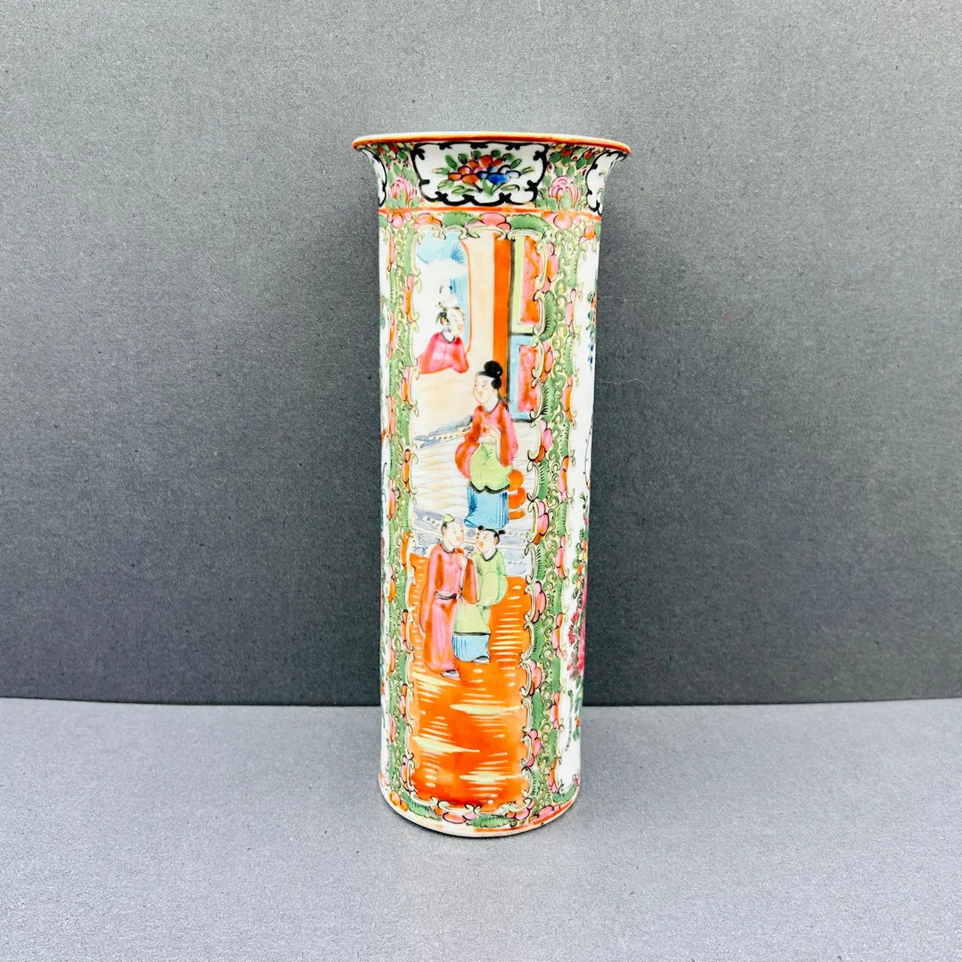 Antique Chinese Rose Medallion Porcelain Vase | Cylindrical | Hand Painted - Etsy | Etsy (US)