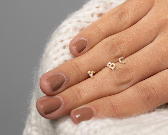 18k Gold Alphabet earring, Cz stud initial earring, Alphabet stud, 925 Sterling silver post earri... | Etsy (US)