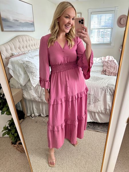 Love the ruffle details on this long sleeve dress! Definitely a great transition piece to have and the color is so pretty too 😍 would make a great spring occasion dress for even work outfit! 

#LTKworkwear #LTKstyletip #LTKmidsize