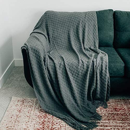 GRACED SOFT LUXURIES Oversized Throw Blanket Woven Soft for Sofa Couch Decorative Knitted Fringe ... | Amazon (US)