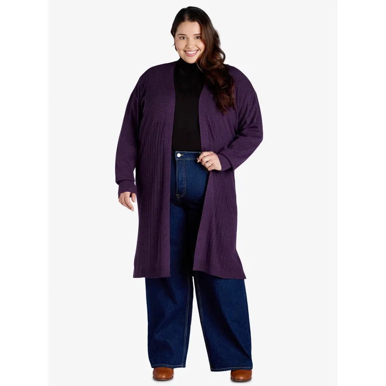 Terra & Sky Women's Plus Size Open Front Duster Cardigan, Lightweight; Sizes 0X-4X | Walmart (US)