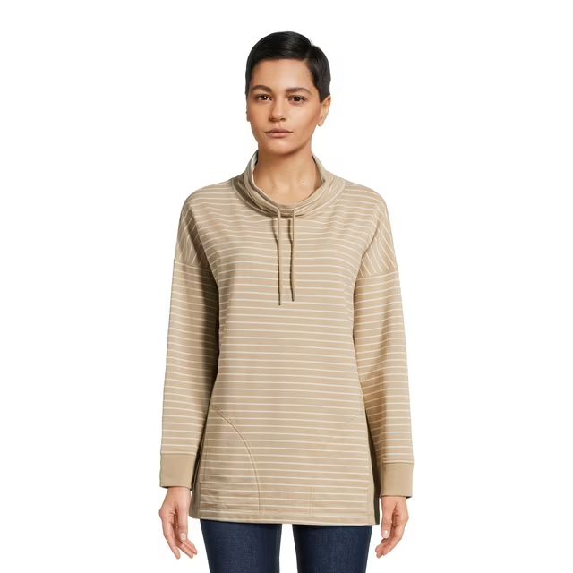 Time and Tru Women’s Cowl Neck Tunic Sweatshirt, Sizes XS-XXXL | Walmart (US)
