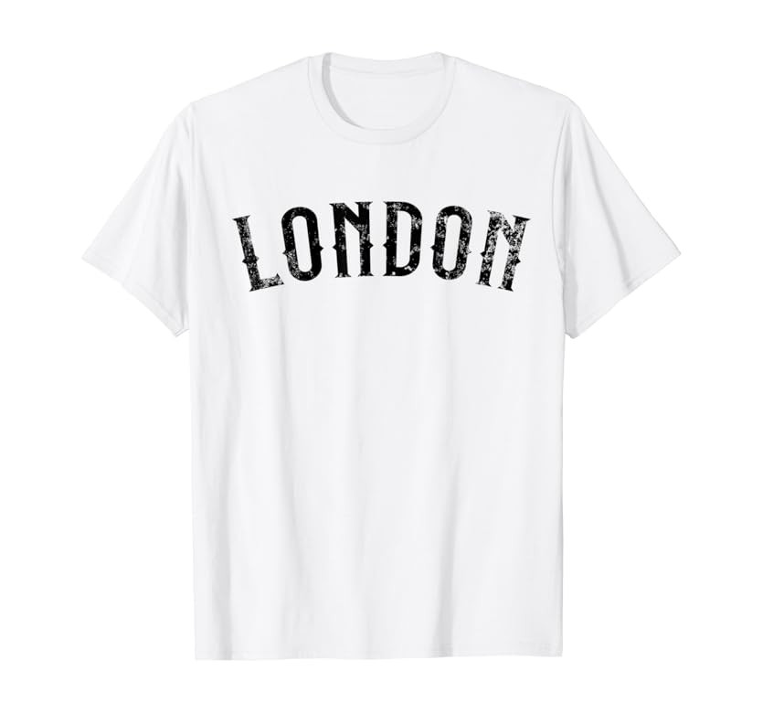 Vintage London England Distressed Black Text Apparel T-Shirt | Amazon (US)