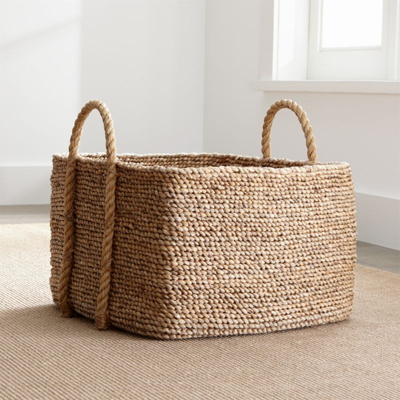 Tyler Square Basket With Rope Handle Low + Reviews | Crate & Barrel | Crate & Barrel