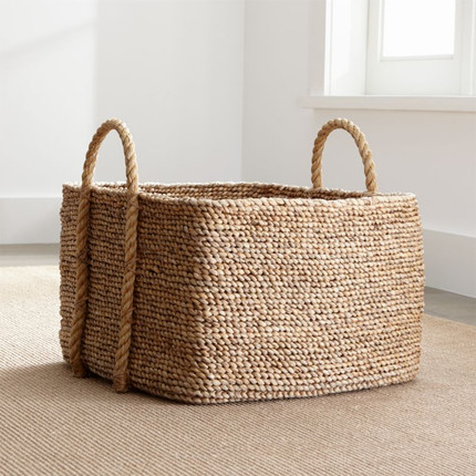 Tyler Square Basket With Rope Handle Low + Reviews | Crate & Barrel