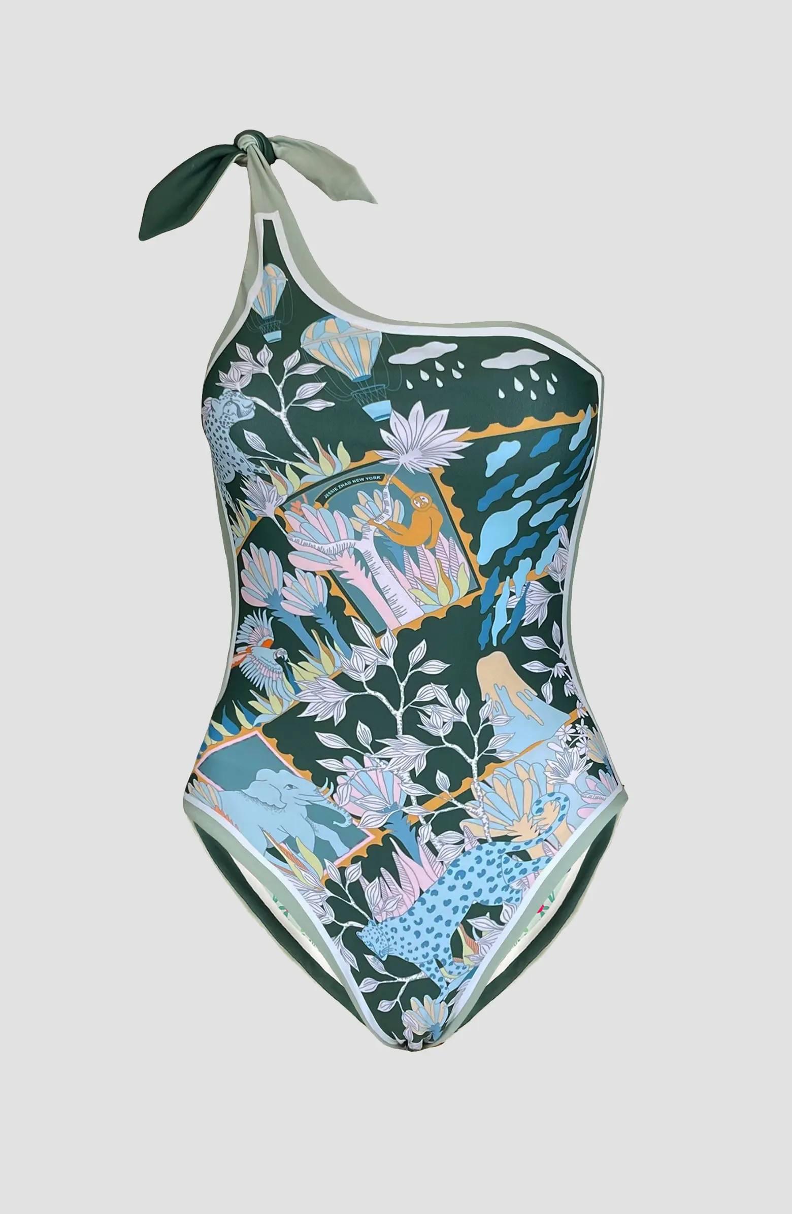 Green Garden Reversible One-Shoulder One-Piece Swimsuit | Nordstrom