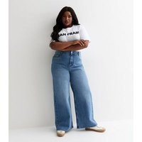 Curves Blue High Waist Adalae Wide Leg Jeans New Look | New Look (UK)