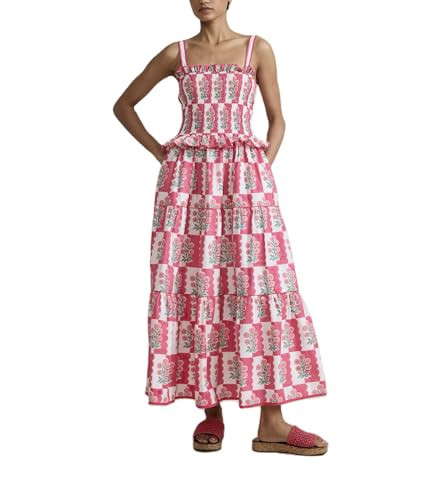 Women Y2k Boho Maxi Dress Tie Shoulder Backless Strappy Tiered Flowy Dress 2024 Summer Floral Beach Sundress (Tierd Pink, S) | Amazon (US)