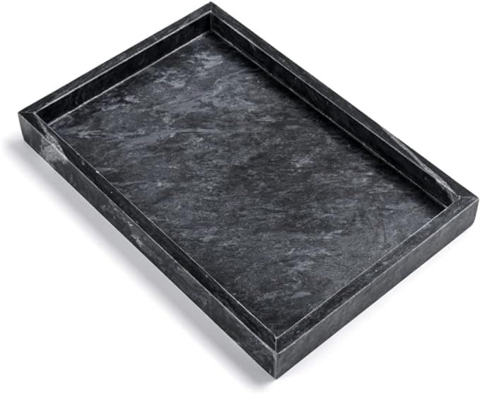 Black Marble Tray, Stone Bathroom Tray, Decorative Holder for Tissrue, Candle, Soap, Towel, Plant... | Amazon (US)