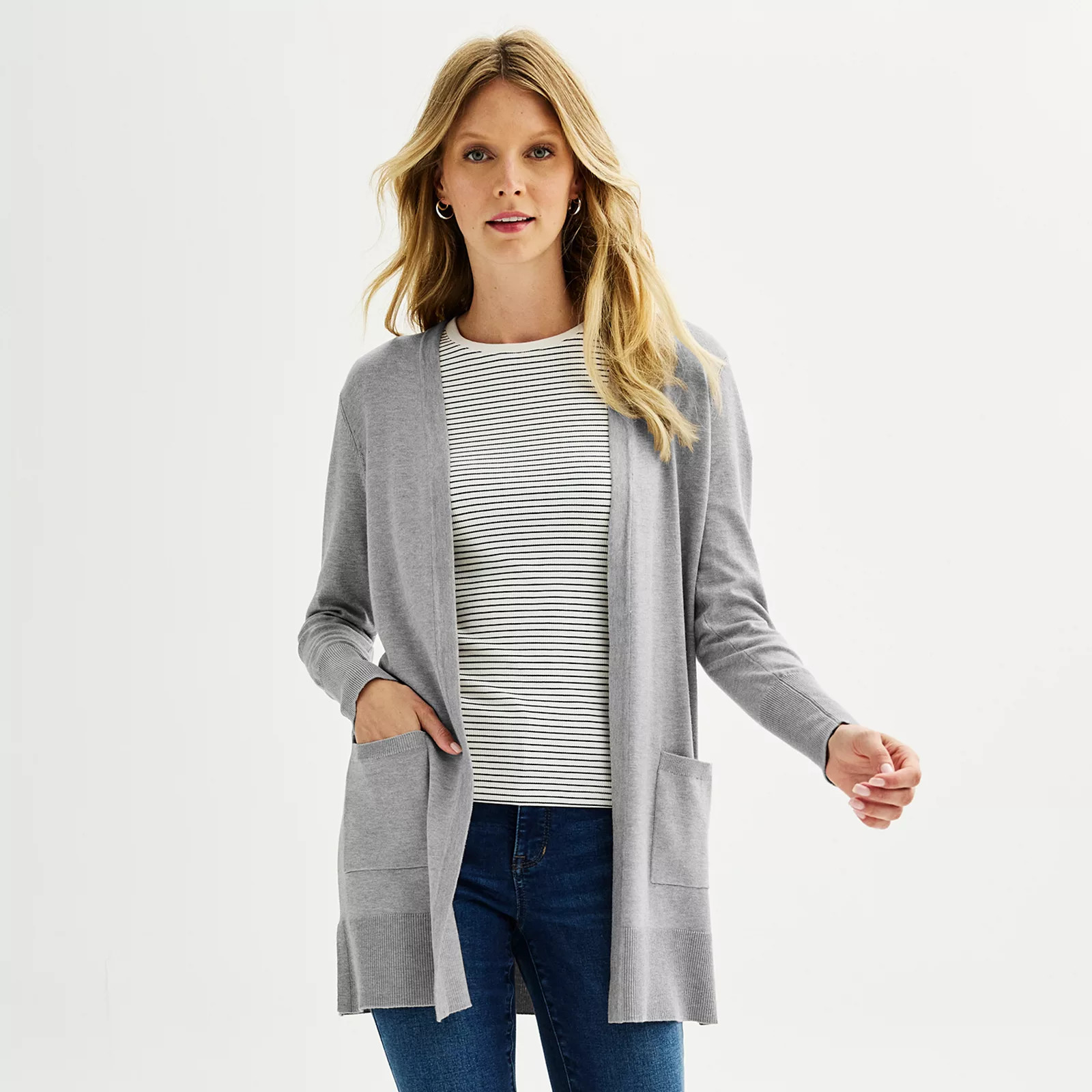Women's Nine West Essential Cardigan, Size: Medium, Med Grey | Kohl's