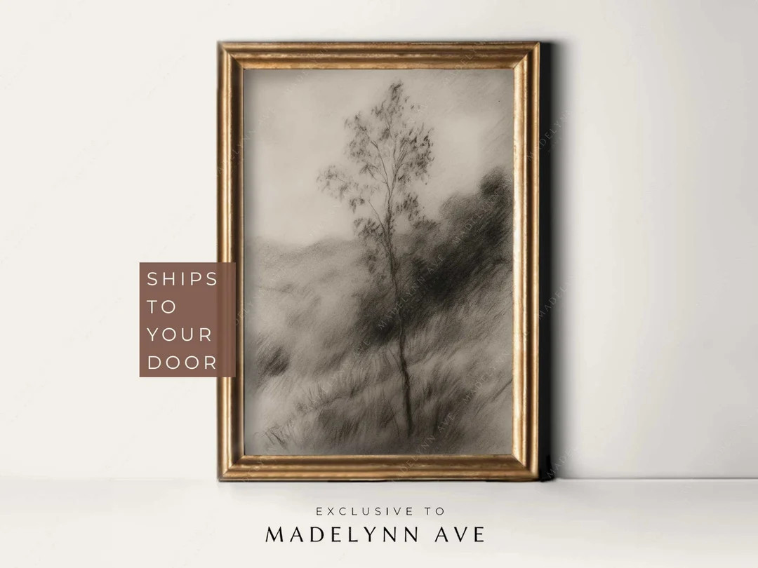 Tree Sketch, Modern Tree Drawing, Charcoal Sketch, Sketch Art, Landscape Sketch Art Print, Modern... | Etsy (US)