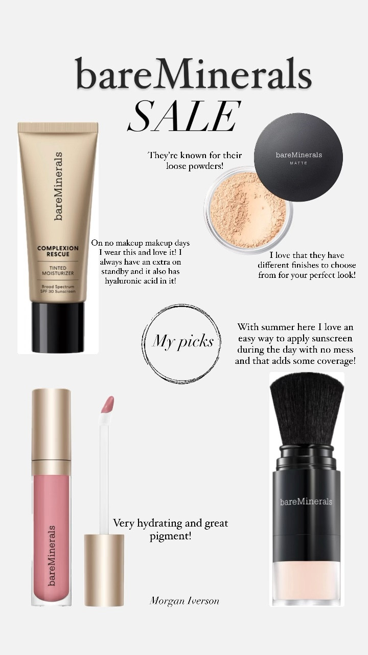 Exclusive in-app sale! 25% off sitewide with some exclusions! Linking my top picks from the sale! I love the complexion rescue tinted moisturizer on no makeup makeup days! Gives good coverage while also having hyaluronic acid and sunscreen in it so it’s actually improving your skin as you wear it! They are also known for their loose powders and they were the very first brand I used from my mom. They’ve been around for so long and their products are a testament to how great they really are! I love that you can choose what finish you want too! For me, I have more oily skin so I like the matte powder! I’m obsessed with the sunscreen that comes in these brushes because it makes applying sunscreen so easy! Especially in the Texas sun this summer you want to make sure you’re reapplying sunscreen! Great for kids too since they’re always trying to squirm away with the liquid or spray sunscreen! This lipgloss is very hydrating and they have so many colors to choose from! I love this pink color 🫶🏼 #morganiverson #beauty #makeup #sale

#LTKBeauty #LTKSaleAlert #LTKFindsUnder50