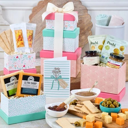 Gourmet Cheese and Cracker Tower | GourmetGiftBaskets.com