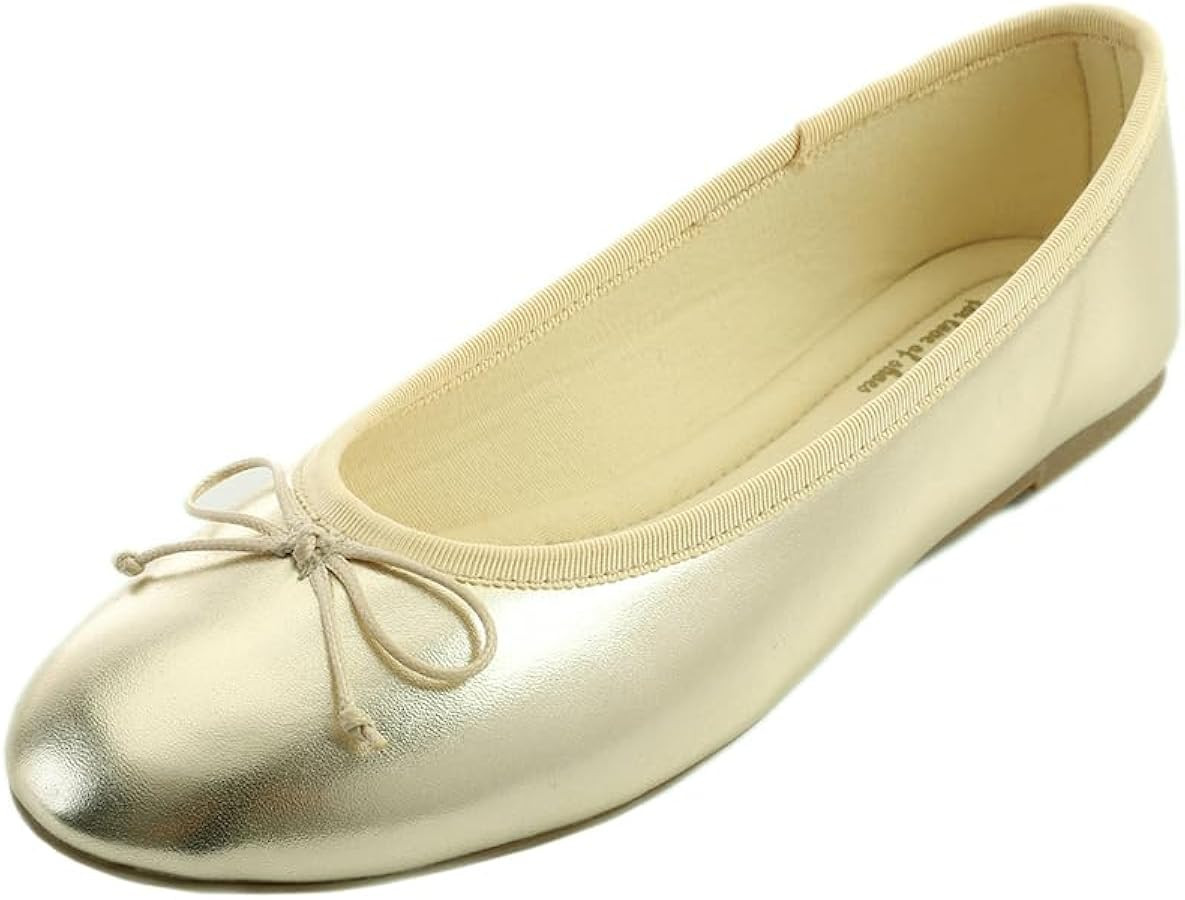 FEVERSOLE Women's Macaroon Colorful Memory Foam Cushion Insock Patent Ballet Flat | Amazon (US)