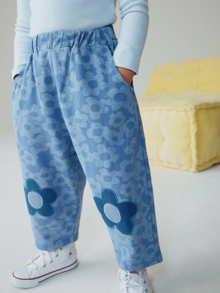 Blue Flower Embellished Barrel Trousers (3mths-7yrs) | Next US