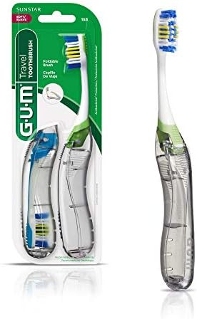 GUM Travel Toothbrush with Antibacterial Bristles, Folding Handle, Soft Bristles, Compact, 2 Coun... | Amazon (US)