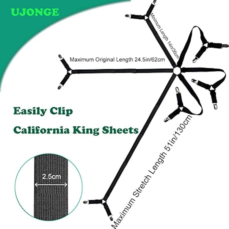 Adjustable 6 Sides Fitted Bed Sheet Clips, Sheet Holder Straps with 12 Clips, Elastic Sheet Faste... | Amazon (CA)
