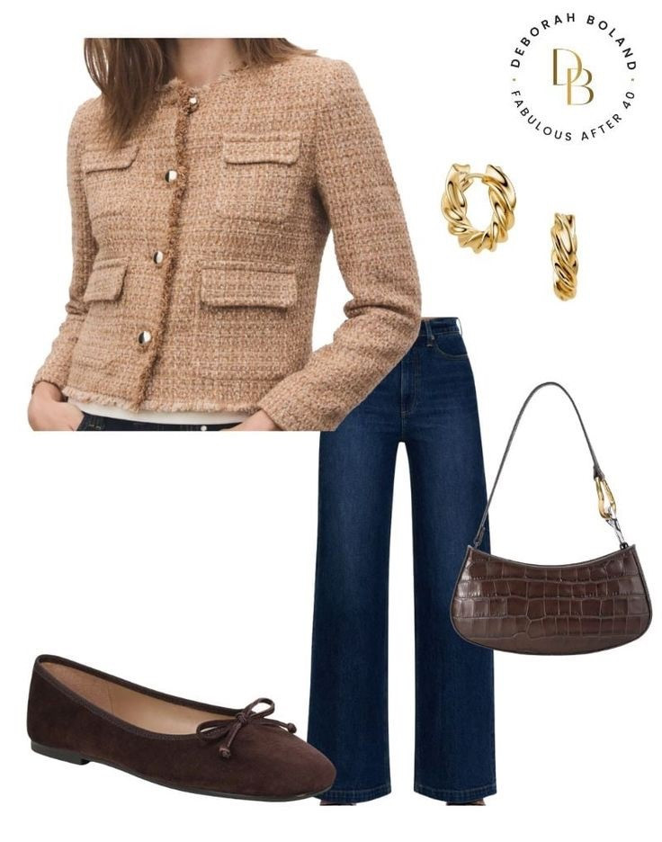 Classic pieces, fresh attitude ✨

There’s just something about a tweed jacket that instantly makes an outfit feel polished. I paired mine with flared denim and ballet flats for that effortless mix of structured + relaxed.

It’s the kind of look that works for coffee dates, casual meetings, or just those days when you want to feel put together without overthinking it.

#LTKootd #LTKOver40 #LTKSeasonal
