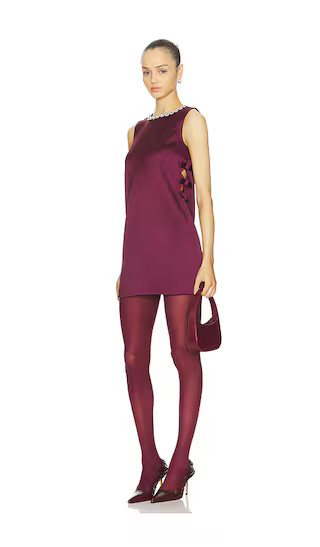 Burgundy Satin Cut Out Mini Dress in Burgundy | Revolve Clothing (Global)