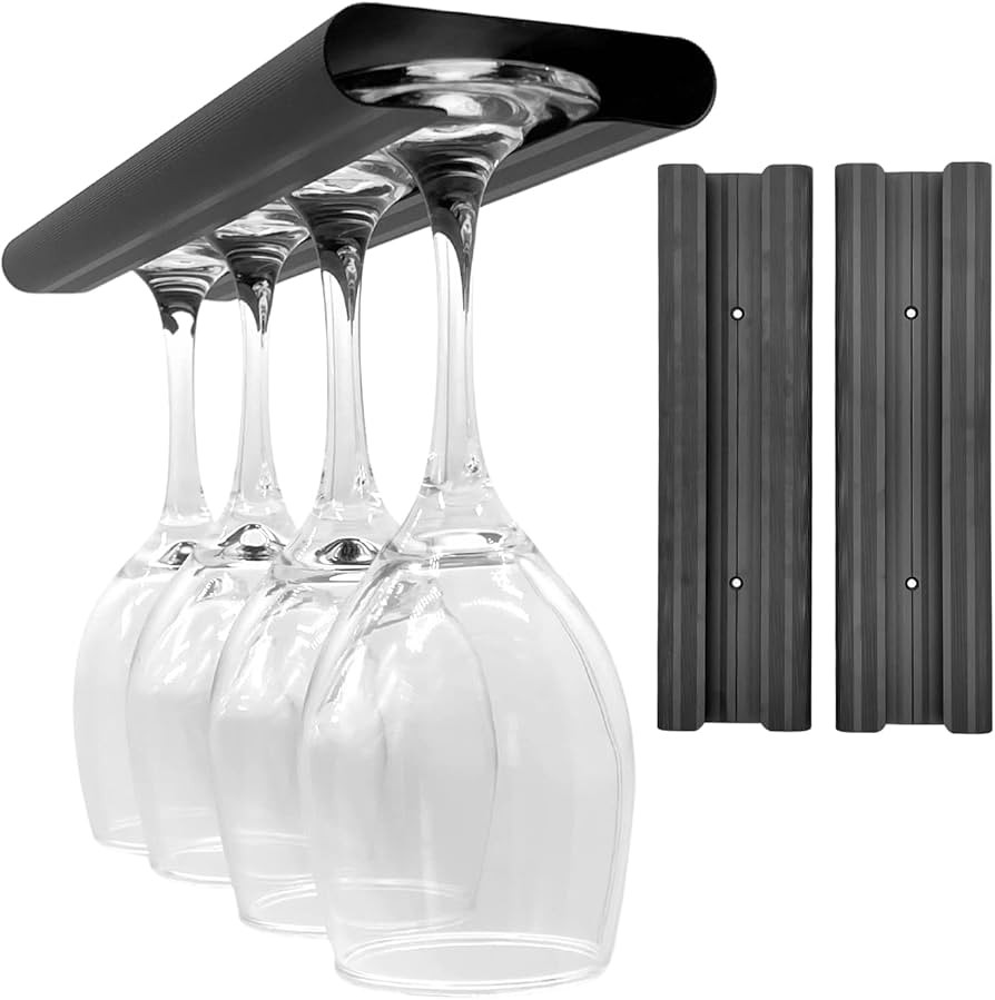 AA Brothers Aluminum Wine Glass Rack 2 Pack, Under Cabinet Wine Glass Holder, Under Shelf Mounted... | Amazon (US)