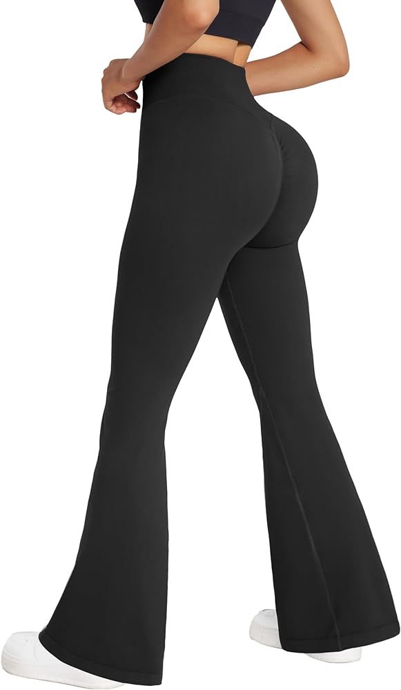 RXRXCOCO Seamless Scrunch Butt Lifting Flare Leggings for Women High Waisted Bootcut Yoga Pants B... | Amazon (US)