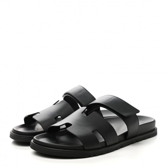 HERMES Calfskin Mens Chypre Sandals 43 Black | FASHIONPHILE | Fashionphile