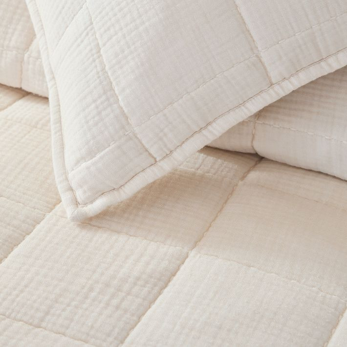 Dreamy Gauze Cotton Stitch Quilt & Shams | West Elm (US)