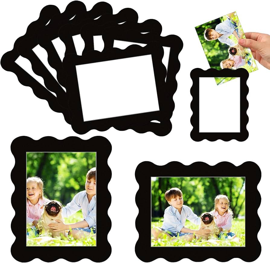 Kingdder 12 Pcs Scalloped Magnetic Picture Frame for Refrigerator 4 x 6 Black Reusable Picture Fr... | Amazon (US)