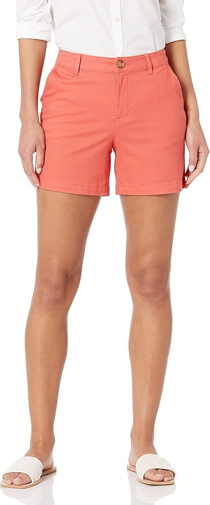 Amazon Essentials Women's Mid-Rise Slim-Fit 5 Inch Inseam Khaki Shorts (Available in Straight and... | Amazon (US)