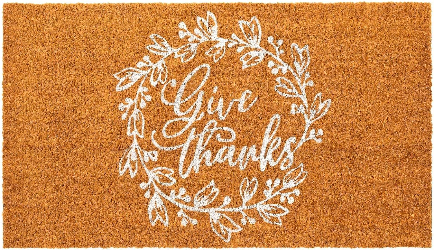 Thanksgiving Welcome Mat for Front Door, Outdoor Fall Rug for Porch, Give Thanks (30 x 17 in) | Amazon (US)