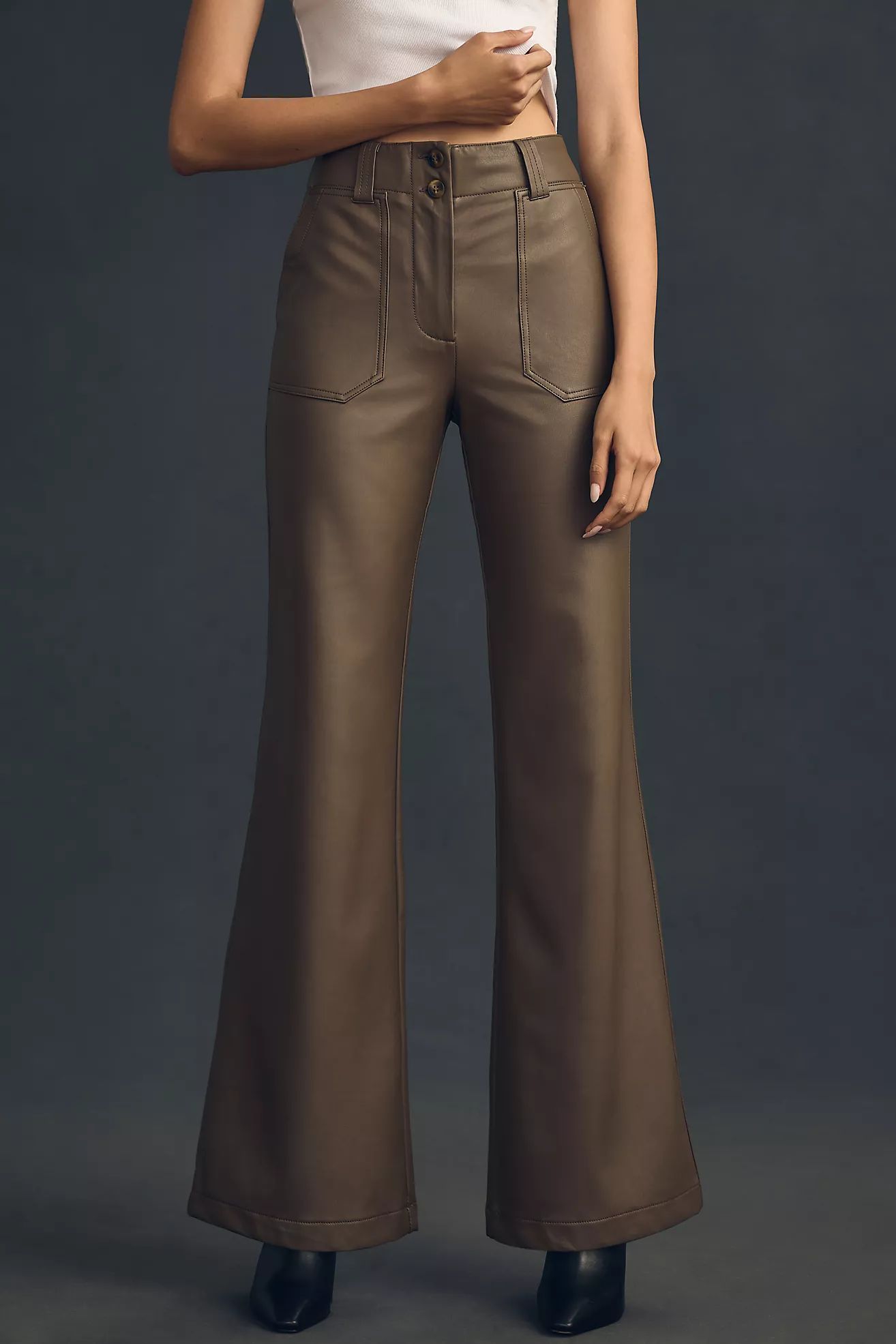 The Naomi Wide-Leg Flare Pants by Maeve: Faux Leather Edition | Anthropologie (US)
