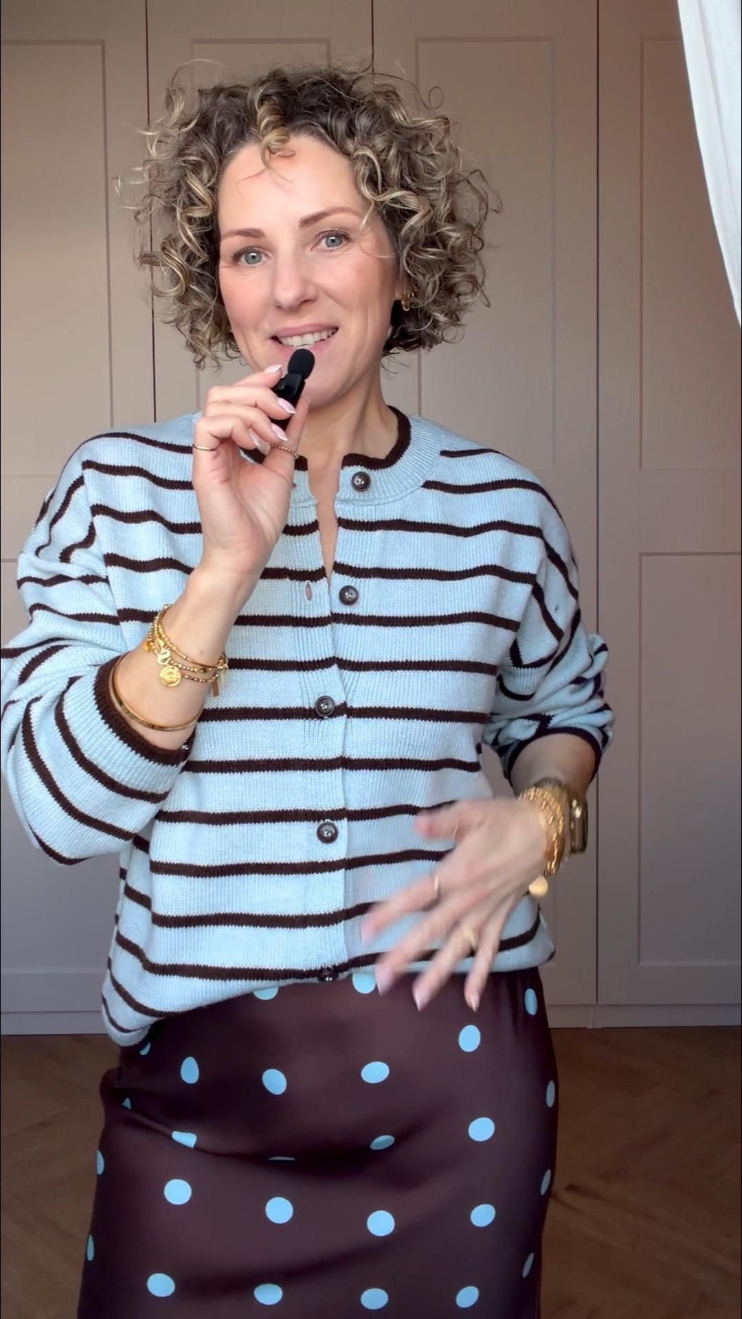Polka Dots, Spotty Skirt, Striped Knit, New Look Skirt, Lace Trim Skirt, Brown & Blue 

#LTKuk #LTKwinter