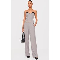 Grey Woven Tailored Wide Leg Pants | PrettyLittleThing US