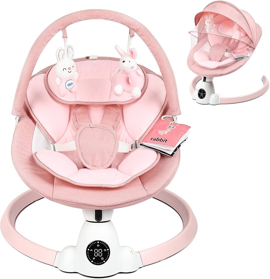 Baby Bouncer, Portable Electric Baby Swing with Bluetooth, 5 Swing Speed, 10 Lullabies, 5-Point H... | Amazon (UK)