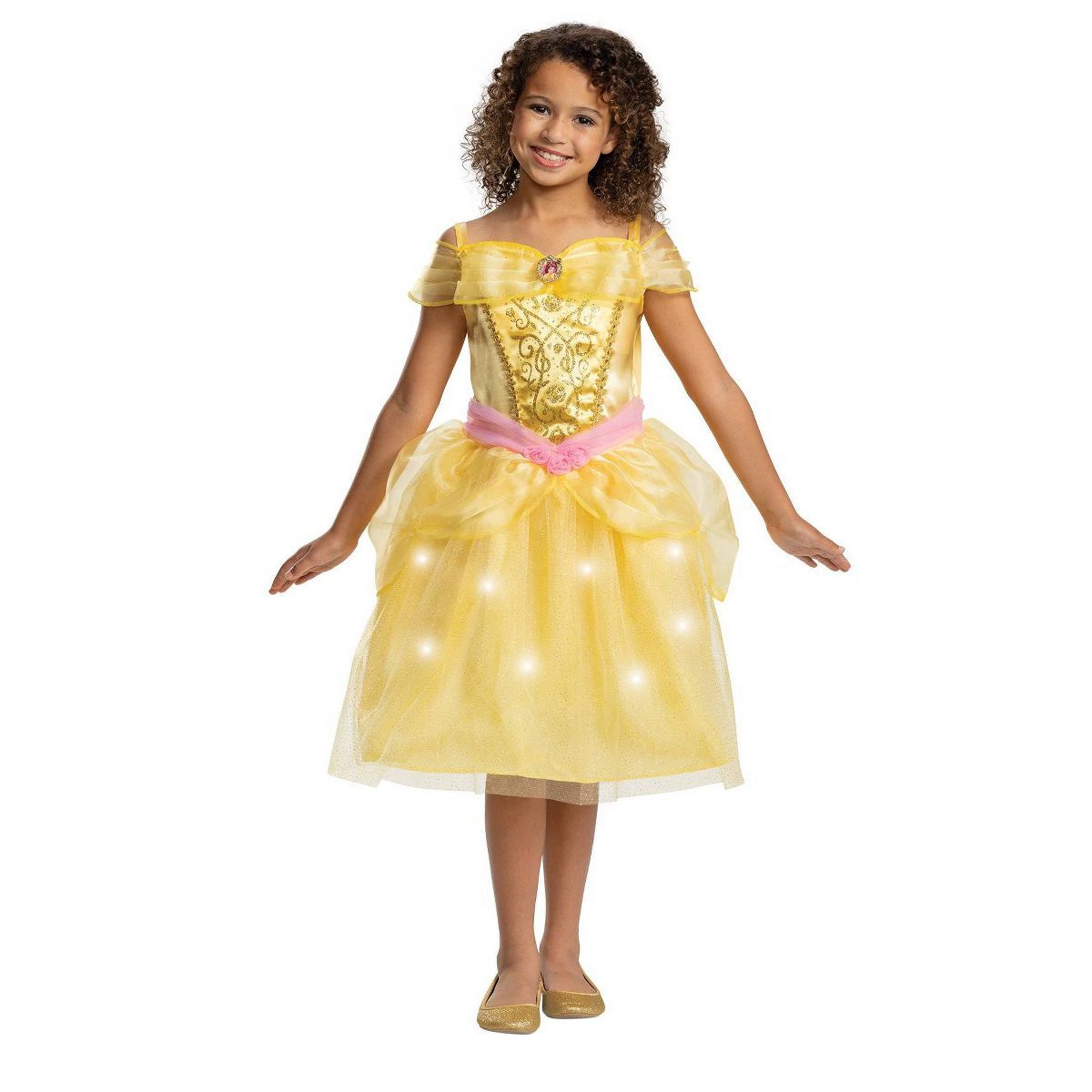 Kids' Disney Princess Belle Deluxe Light Up Halloween Costume Dress with Headpiece | Target