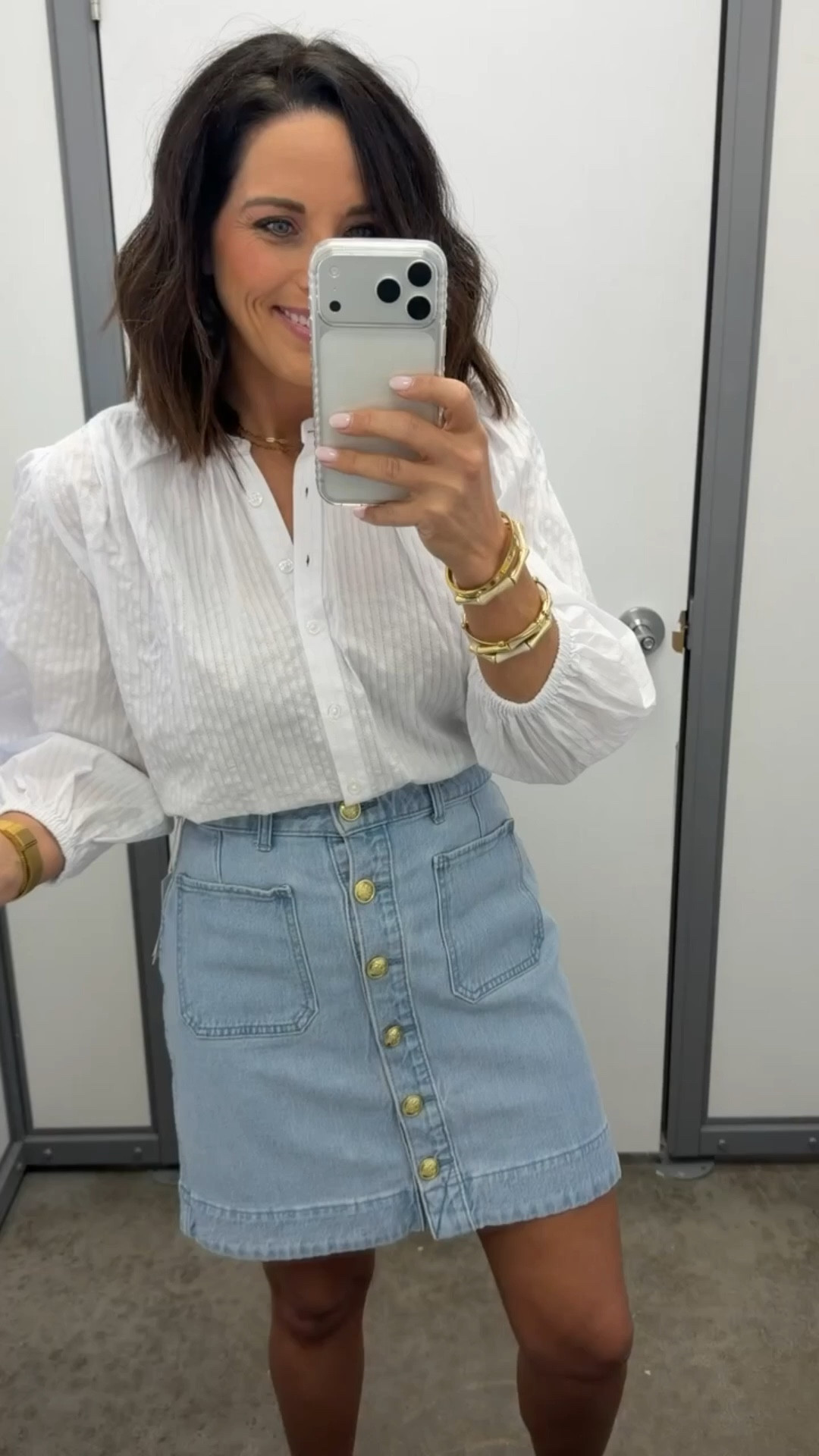 Such a cute and classic spring outfit 🤍 I love this lightweight white blouse paired with the denim skirt—it’s an easy look that still feels a little elevated. Perfect for spring days, casual outings, or workwear! 

Wearing a XS in skirt and small in top!

#ltkstyle #ltkfinds #springoutfit #denimskirt #springfashion #everydayoutfit #casualstyle #classicstyle #outfitideas #ltkfashion

#LTKPetite #LTKWorkwear #LTKmomlife