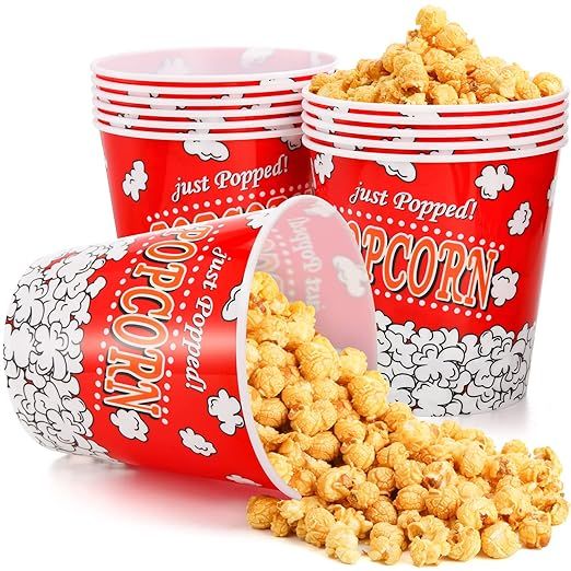 Nicunom 12 Pack Reusable Plastic Popcorn Containers, Modern Style Popcorn Boxs, BPA Free Popcorn ... | Amazon (US)