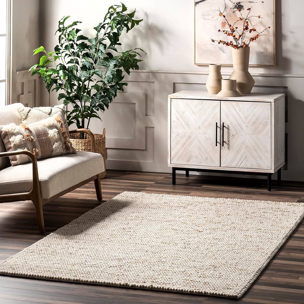 nuLOOM Deeanna Casual Textured Wool Area Rug, 5' x 8', Ivory | Amazon (US)