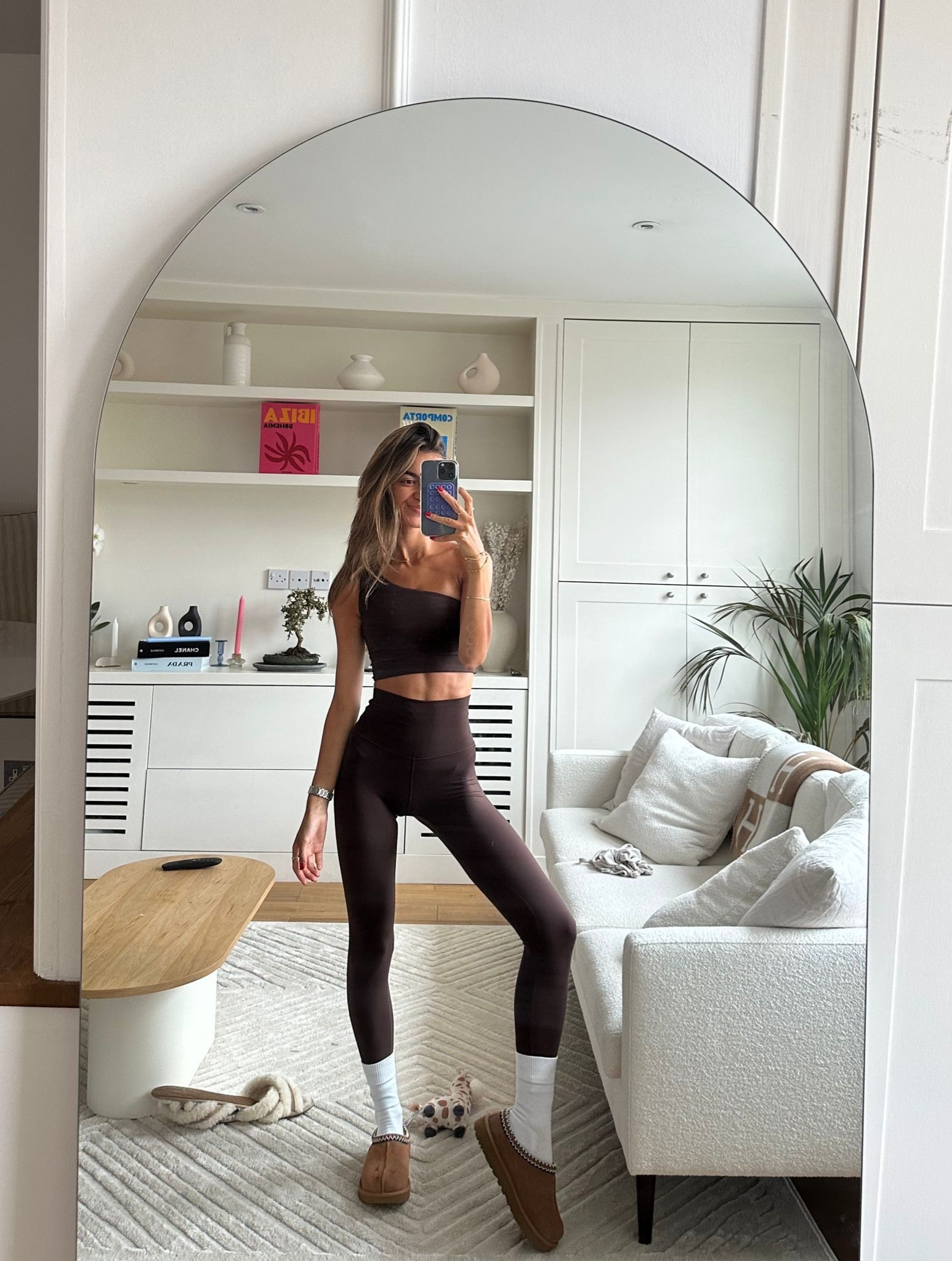 Brown gym set, one shoulder crop top, gym leggings, uggs slippers, suede slippers, Lululemon 

#LTKstyletip #LTKeurope #LTKSeasonal